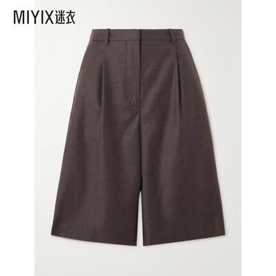 【早秋新品】Loulou de Saison  女款Adler 褶裥羊毛/斜纹布短裤
