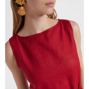 Faithfull the Brand 女士 短款连衣裙 Liu 束带亚麻迷你连衣裙