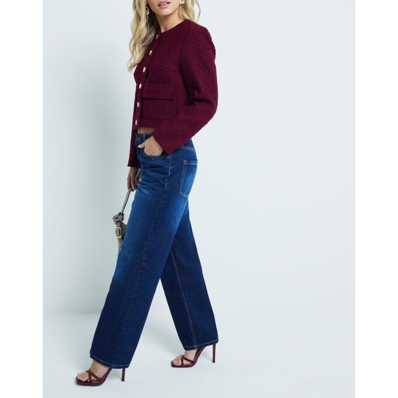 River Island 女士 牛仔长裤 “” 小号直筒蓝色牛仔裤(darkwash)