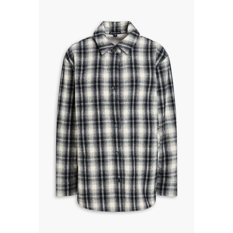 James Perse 女士 夹克 格纹棉质法兰绒衬衫式夹克