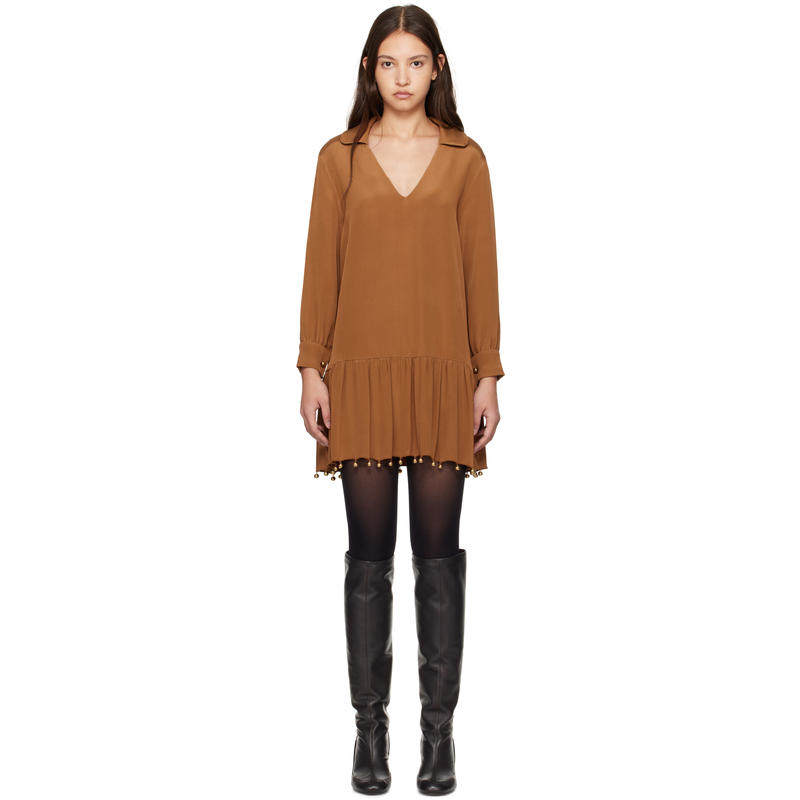 Bode 女士 短款连衣裙 黄褐色 Eddy 连衣裙