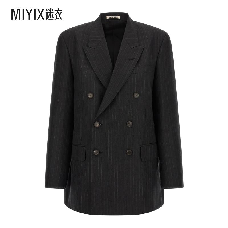 [秋冬新品]AURALEE 女款细条纹长款西装外套 迷衣时尚