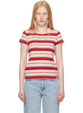 Rag&Bone 女士 T恤 粉色  红色 The Slub Striped T 恤