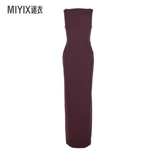 [秋冬新品]Solace London 女款Back 酒红色长款方形领圈剪口布织