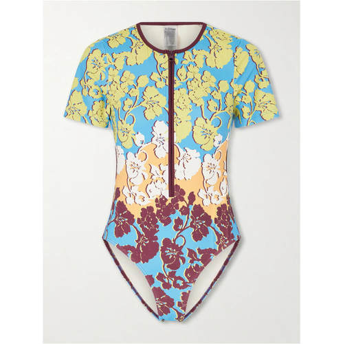 Alémais 女士 FW26 连体泳衣 拼接露背印花半拉链泳衣