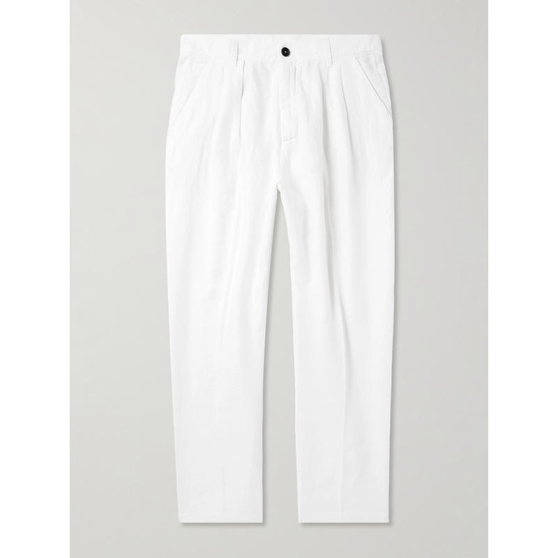 Massimo Alba 男士 FW25 长裤 Stan 锥形褶裥亚麻裤子