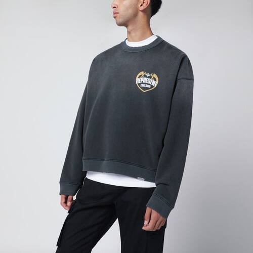 Represent 男士 FW25 卫衣 WASHED-EFFECT 黑色棉质运动衫
