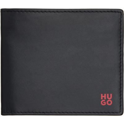 Hugo 雨果 男士 钱包 黑色 Red Stacked Logo