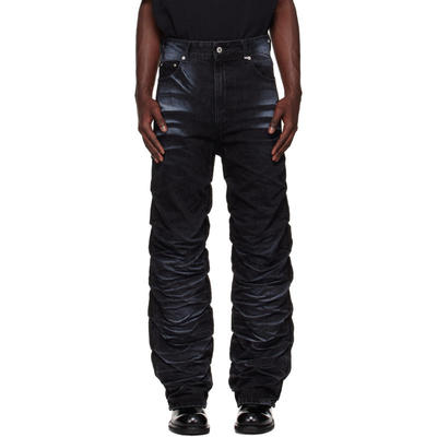We11Done 男士 牛仔长裤 黑色 Textured Fold 牛仔裤