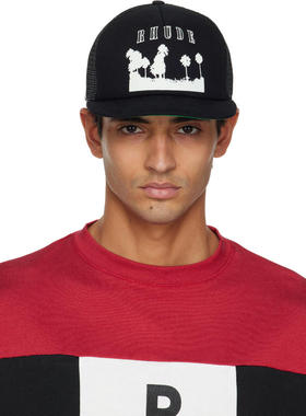 Rhude 男士 棒球帽 黑色 Thousand Palms 卡车司机帽