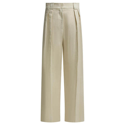 Ines De La Fressange Paris 女士 SS26 长裤 浅褐色亚麻裤子