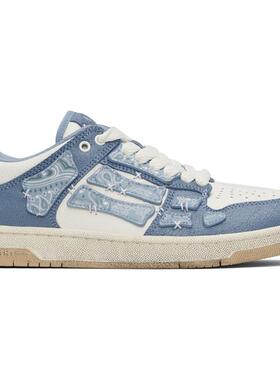 Amiri 埃米尔 男士 运动鞋 蓝色  白色 Bandana Skel Top Low