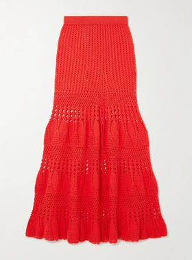 Escvdo 女士 秋冬新品 超长裙 Reflejo 钩花棉质长款半身裙