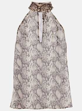 Nili Lotan 女士 背心 Alla 蛇纹挂脖真丝上衣