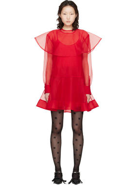 Ganni 甘尼 女士 短款连衣裙 红色 Organza Circle Collar 连衣裙