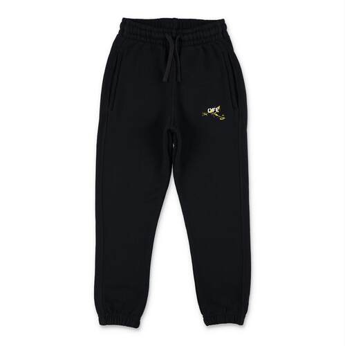 Off-White 男童 FW25 运动长裤 Splat 黑色斜纹徽标慢跑长裤童装