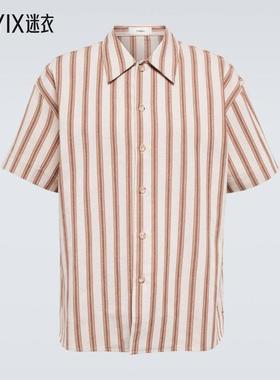 COMMAS  男条纹棉质亚麻衬衫 迷衣时尚