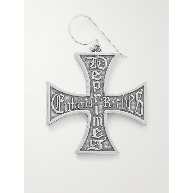 ENFANTS RICHES DÉPRIMÉS 男士 耳环 十字架Logo装饰纯银单耳环