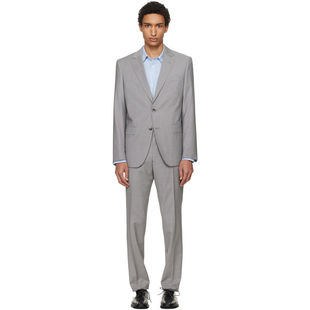 Boss 博斯 男士 西装 BOSS 灰色 Slim-Fit Virgin Wool 西服套装