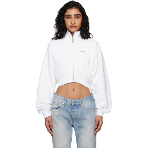 Off-White 女士 卫衣 白色 Arrow Glowing Flower Crop Zip 夹克