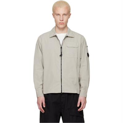C.P. Company 男士 夹克 驼色 Organic Gabardine Zipped Lens