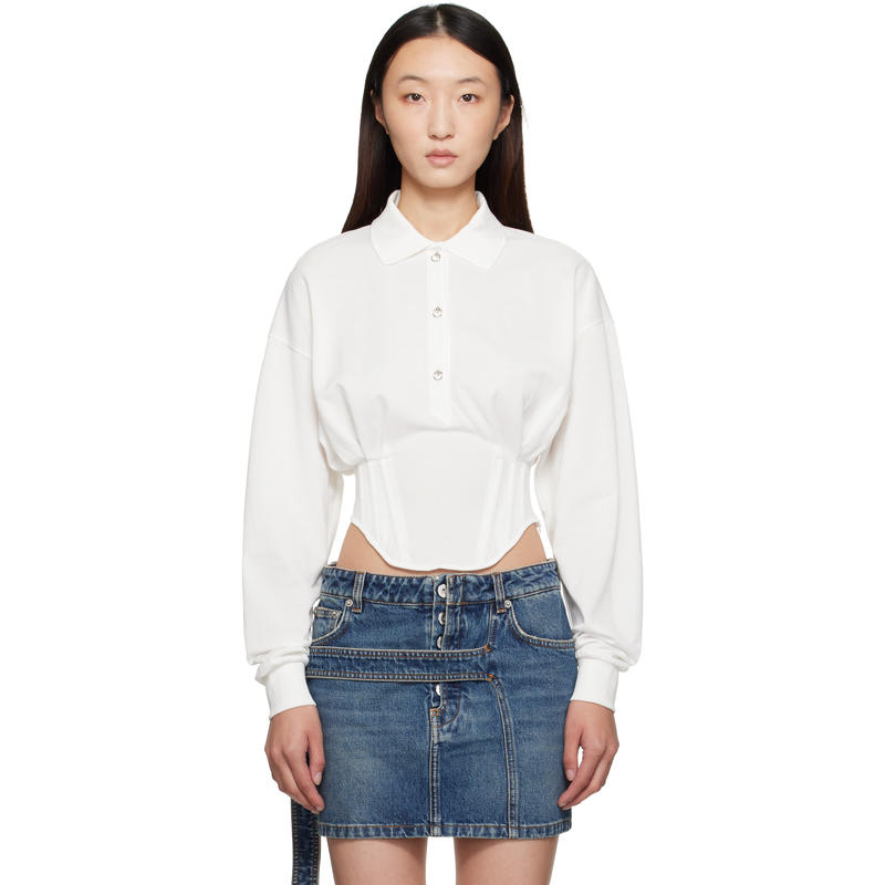 Mugler 女士 POLO衫 白色 Corseted Polo 衫