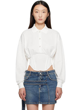 Mugler 女士 POLO衫 白色 Corseted Polo 衫