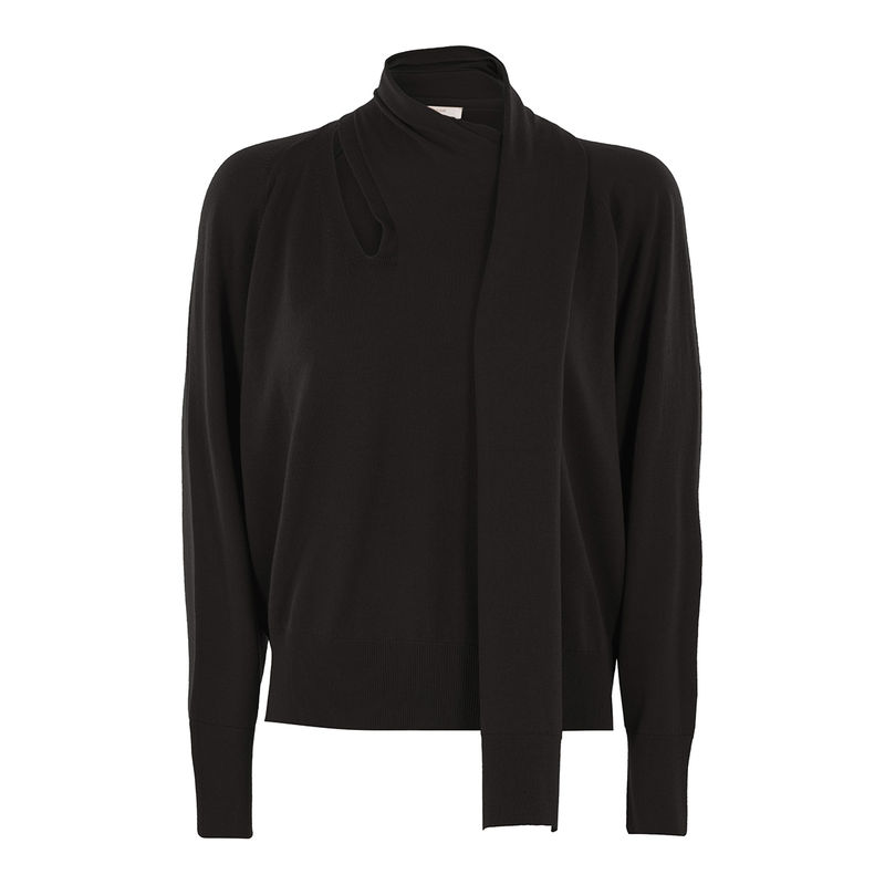 Zanone 女士 秋冬新品 毛衣 黑色羊绒针织衫