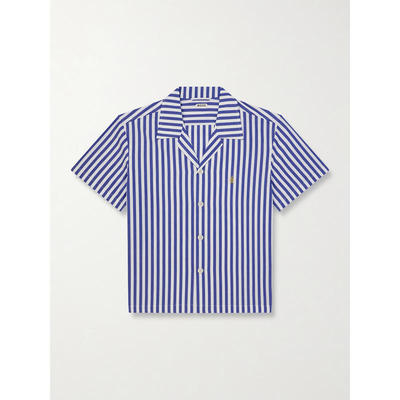 Bode 男士 SS26 衬衫 Calliope Camp-Collar 刺绣条纹棉质府绸