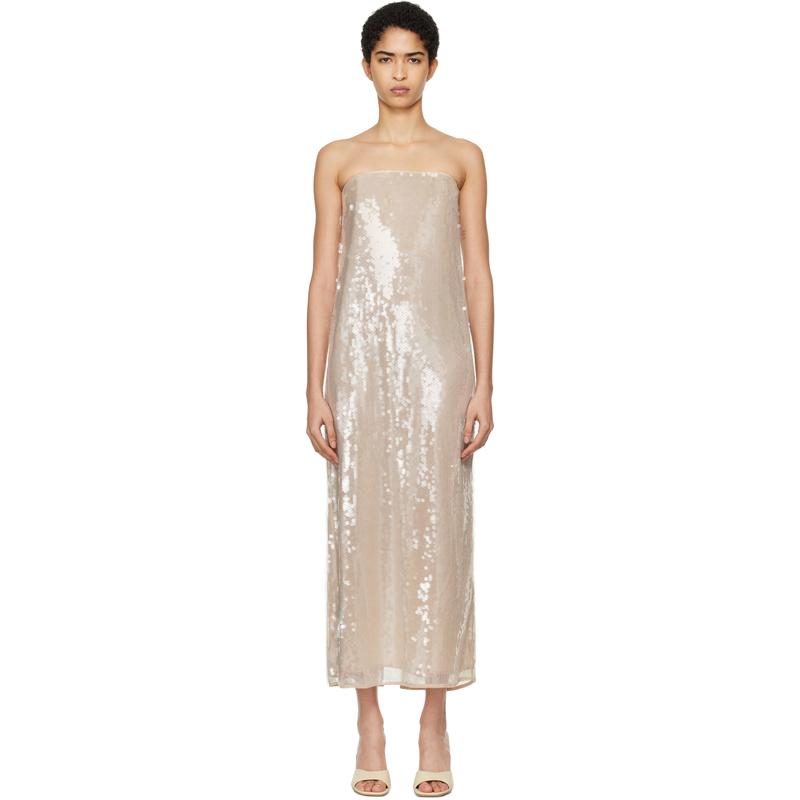 Staud 女士 中长连衣裙 米色 Casey 连衣裙