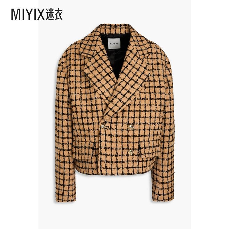 Sandro女士格纹毛圈西装外套 迷衣时尚