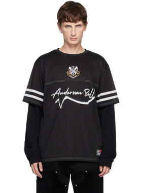 Andersson Bell 男士 T恤 黑色 Football Layered 长袖 T 恤