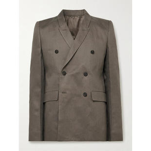 男士 瑞克·欧文斯 SS25 西装 双排扣亚麻斜纹布 Rick 外套 Owens