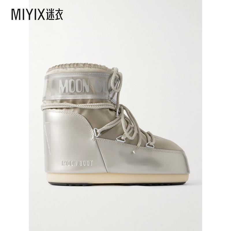Moon Boot 女款Icon Glow Glance PVC 金属感绸缎雪地靴 迷衣时尚