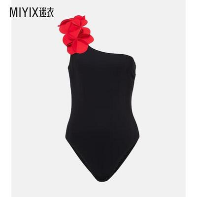 Karla Colletto 女款Tess 花朵装饰单肩泳衣 迷衣时尚