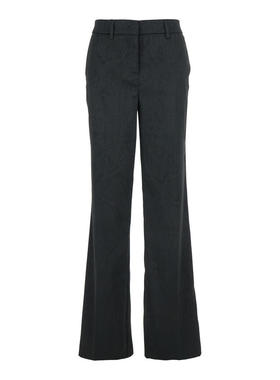 Plain 女士 FW25 长裤 黑色锦缎质感布织女士裤子