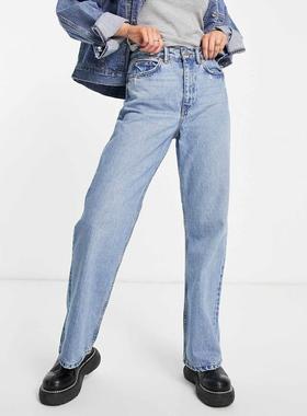 Dr Denim 女士 牛仔长裤 Dr Echo 天蓝色高阔腿浅水洗牛仔裤