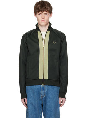 Fred Perry 男士 卫衣 绿色 Chenille Tape 运动夹克