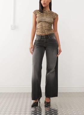 Motel 女士 牛仔长裤 parallel used 低腰漂白牛仔裤(灰色)