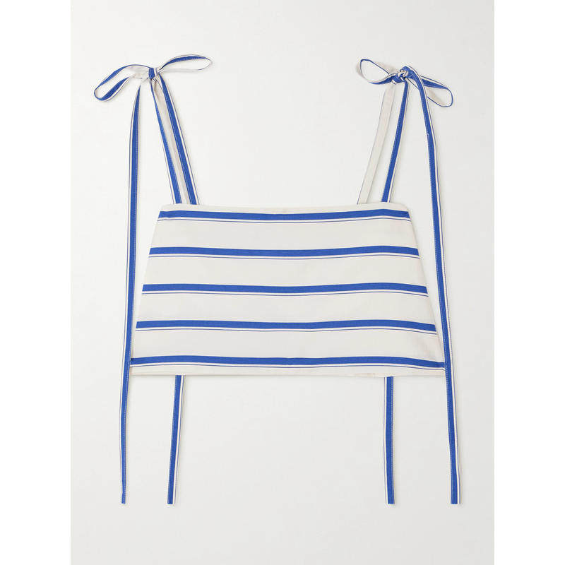 Rosie Assoulin 女士 上衣 短款条纹人字纹棉混纺上衣