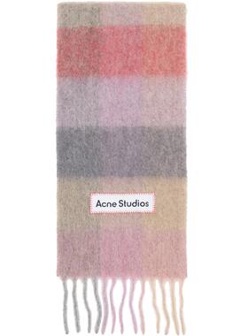 Acne Studios 女士 围巾 粉色  紫色 Mohair Checked 围巾