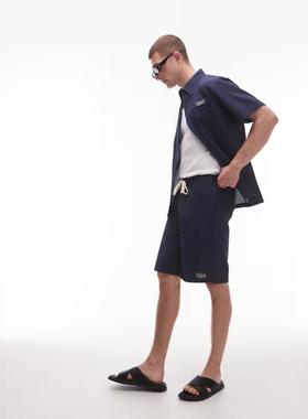 Parlez 男士 短裤 bayview seer sucker co-ord 徽标短裤(海军蓝)