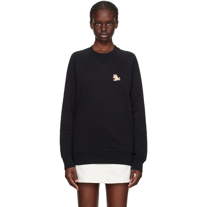 Maison Kitsun&eacute; 女士 卫衣 黑色 Chillax Fox Patch 套头衫