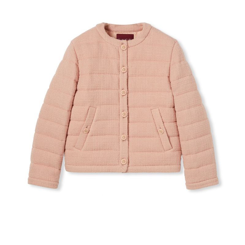 Gucci 女士 FW25 夹克 织纹羊毛花呢夹绒夹克