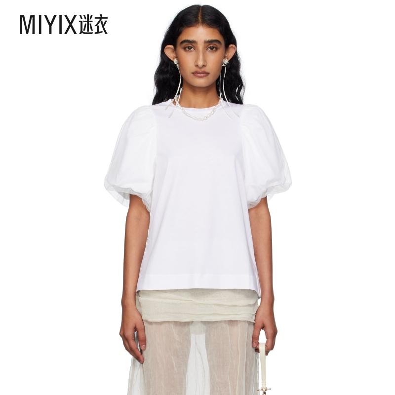 Simone Rocha 女款白色 Tulle Overlay Puff Sleeve T 恤 迷衣时