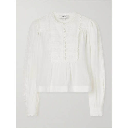 Sea NY 海洋 女士 FW26 上衣 Eliza 英格兰刺绣边棉混纺衫