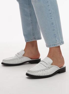 Topshop 女士 鞋靴 Anna 皮质平底凉拖(白色)