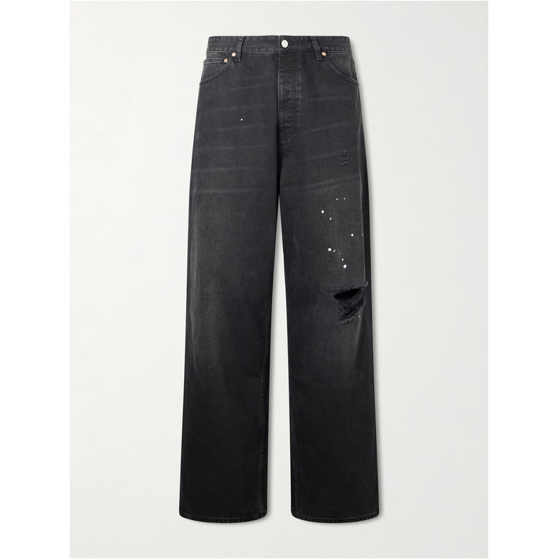 Vetements 维特萌 男士 SS26 牛仔长裤 颜料溅染磨破直筒牛仔裤图片
