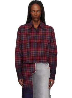 Off-White 女士 FW25 衬衫 红色 Check Flannel Arrow Spray 衬衫