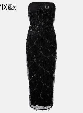 ROTATE 女款Tula 珠片中长连衣裙 迷衣时尚